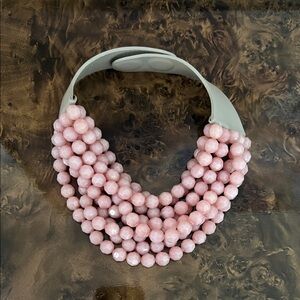 Multi-Strand Pink Beaded Statement Necklace